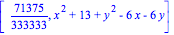 [71375/333333, x^2+13+y^2-6*x-6*y]